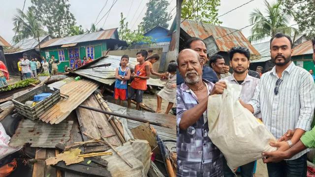 কসবায় কালবৈশাখীর তাণ্ডব: ক্ষতিগ্রস্তদের পাশে ছাত্রদল নেতা রিয়াদ