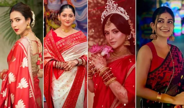 পূজার সাজে মুগ্ধতা ছড়ালেন চার নায়িকা