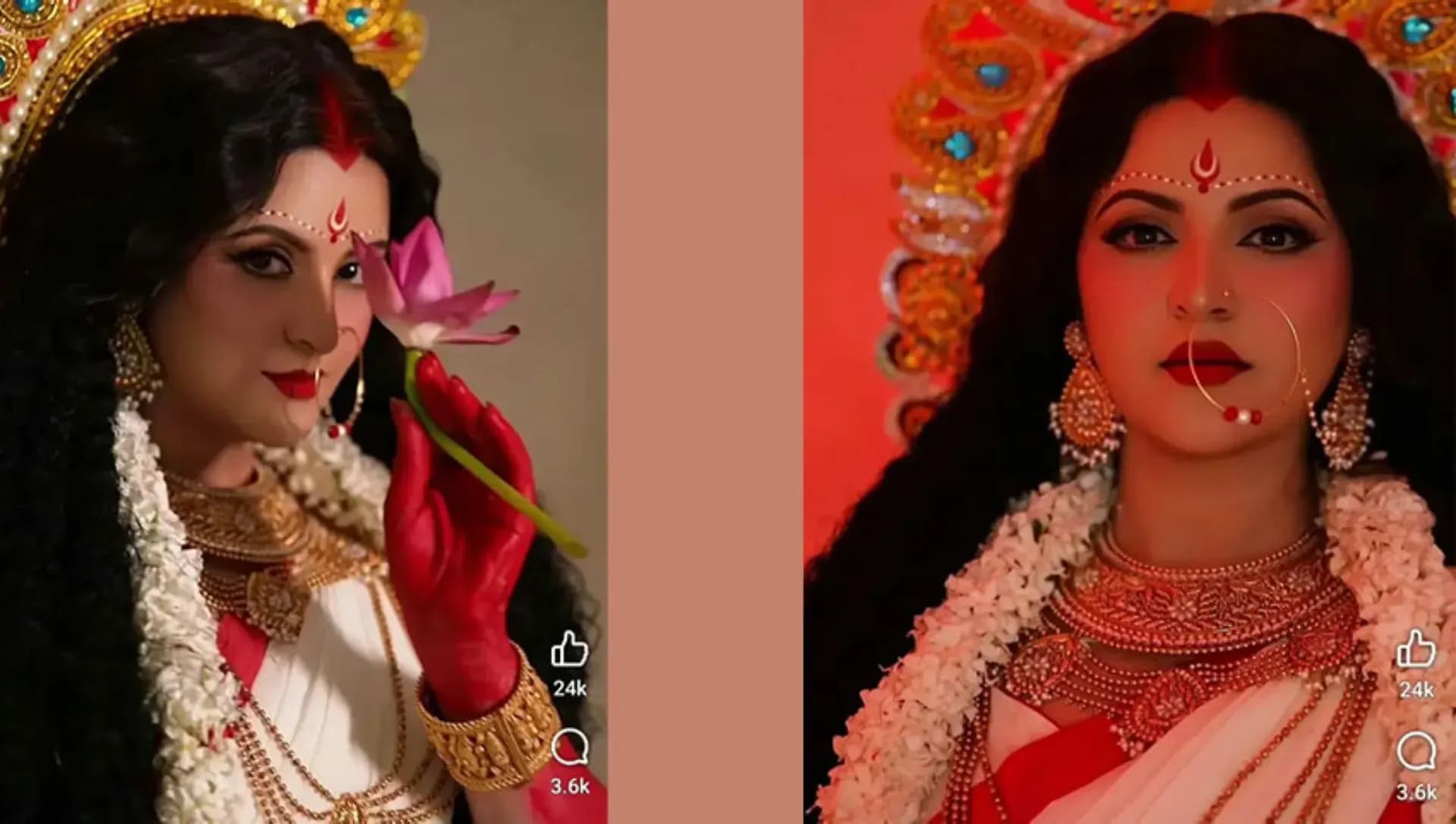 দুর্গার সাজে নজর কাড়লেন পরীমণি